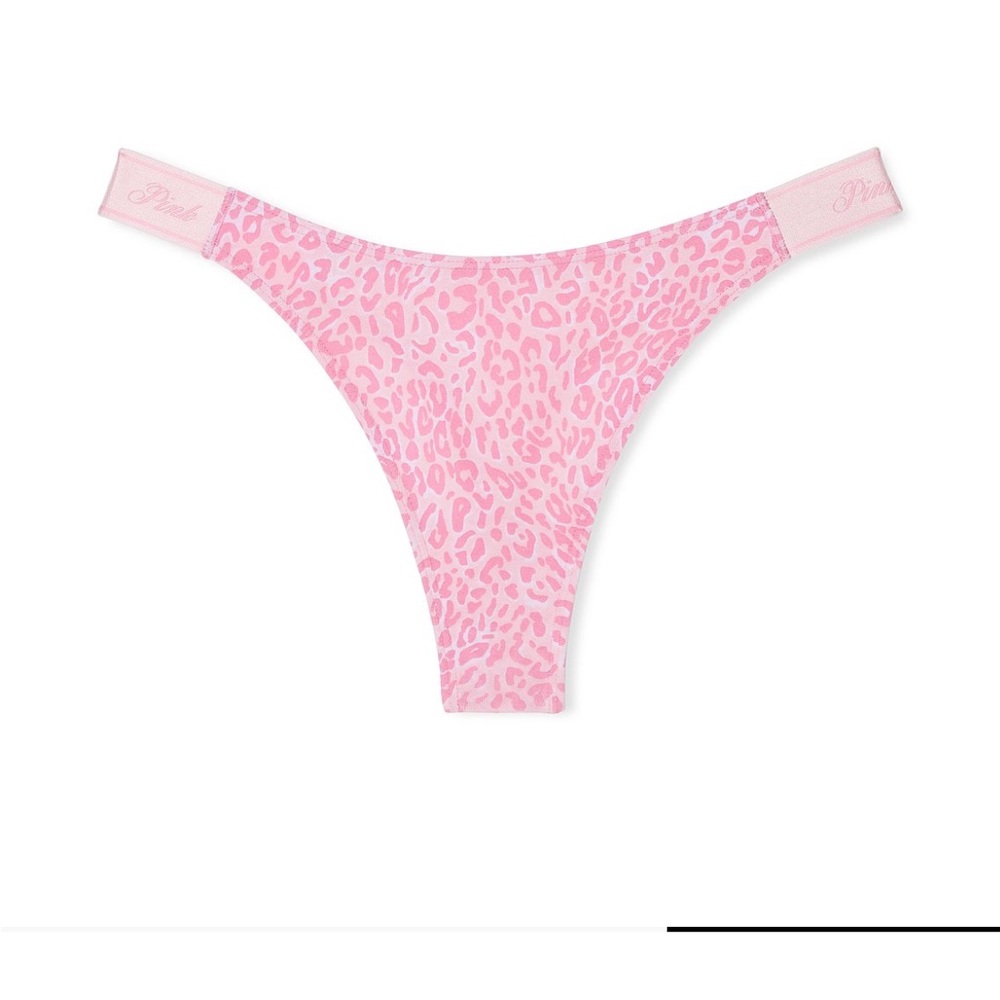 PINK Victoria's Secret Logo Cotton Shine High-Leg Thong Panty